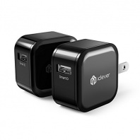 [Two Mini Cube 2.4A USB Charger] iClever BoostCube IC-TC05 2-Pack 12W Universal Portable USB Wall Travel Charger with Foldable Plug for iPhone 7/6S/6/Plus, iPad Air 2/mini 3, Galaxy S7 and More, Black