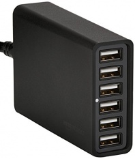 AmazonBasics 60W 6-Port USB Charger - Black