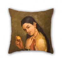 Oil Painting Raja Ravi Varma - Woman Holding A Fruit Pillow Cases 20 X 20 Inches / 50 By 50 Cm Best Choice For Son,boys,play Room,living Room,monther,indoor With Twice Sides