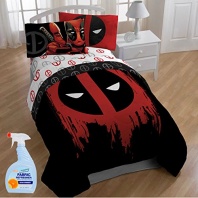 Marvel Deadpool Kids 5-Piece FULL Size Bed in a Bag Reversible Comforter Set with Fabric Freshener