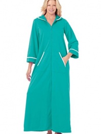 Dreams & Co. Women's Plus Size Hooded French Terry Long Robe