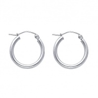 14k White Gold 2mm Thickness Hinged Hoop Earrings (17 x 17 mm)