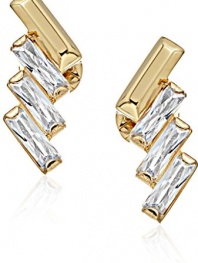 Michael Kors Gold Tone Baguette Statement Stud Earrings