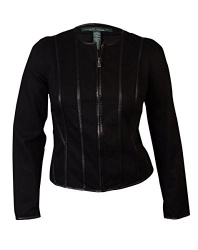 Ralph Lauren Jeans Co. Women's Faux-Leather-Trim Denim Jacket