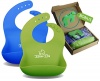 Waterproof Silicone Baby Bibs - Easily Wipes Clean! Soft & Comfortable For Your Toddler - Set Of 2 Colors GREEN & BLUE | FREE Door Slam Guard