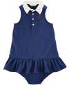 Ralph Lauren Baby Girls 2-Piece Embroidered Polo Dress Set (6 Months, Navy)