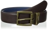 Nautica Men's Glove Grain Reversible Dress Belt with Brass Swivel Tongue Buckle, Brown/Navy, 36