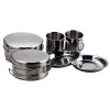 BeGrit Backpacking Camping Cookware Picnic Camp Cooking Cook Set for Hiking (8pcs/set, 410 Stainless Steel)