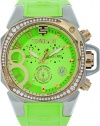 Technosport TS-103-5 Women's Swiss Light Green Chronograph Watch Crystal Accented Gold-Tone Bezel Silicone Strap