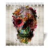 HommomH 65 x 72 Shower Curtain With Hooks Bathroom Anti-Bacterial Waterproof Flower Skull Polyester